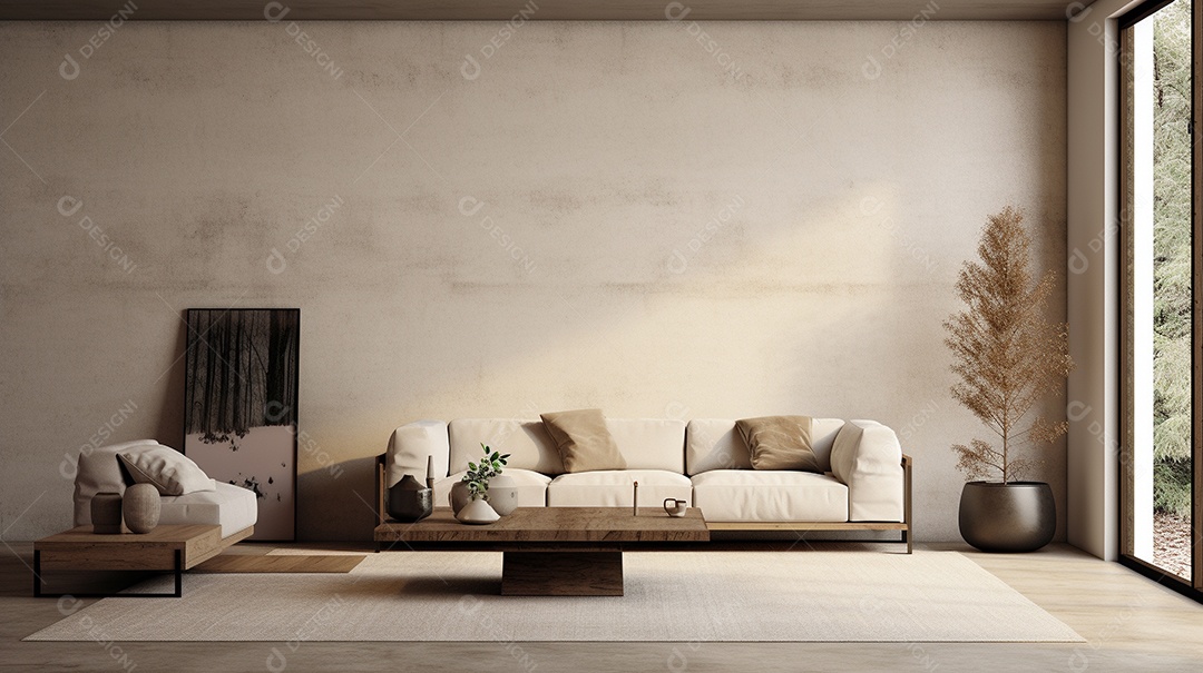 Maquete de sala de estar design cinza simples