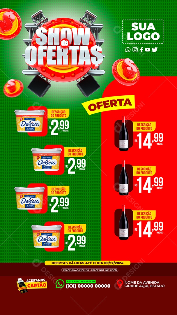Story Show de Ofertas  Margarina Delícia Vinho Social Media PSD Editável