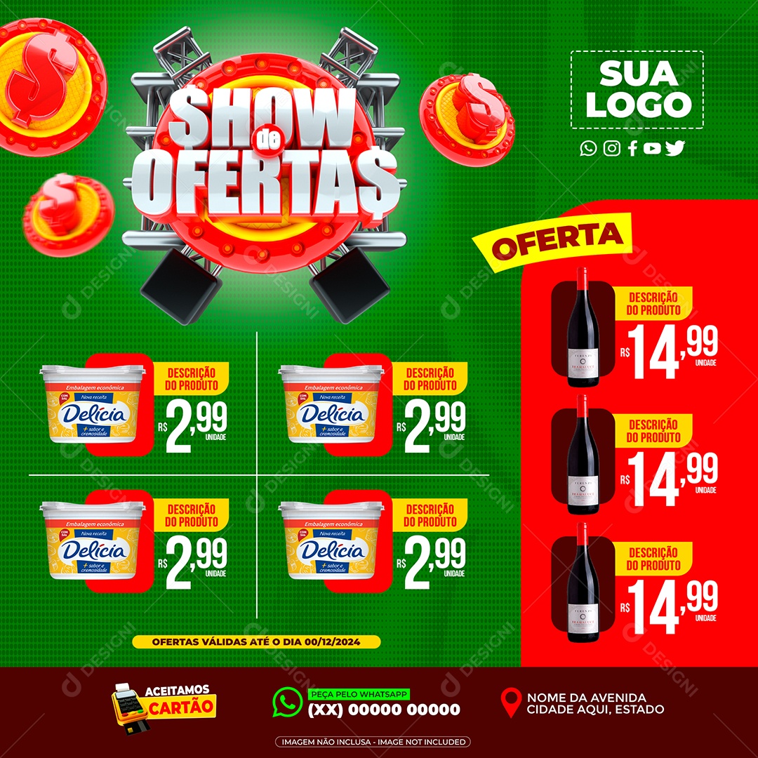 Show de Ofertas  Margarina Delícia Vinho Social Media PSD Editável