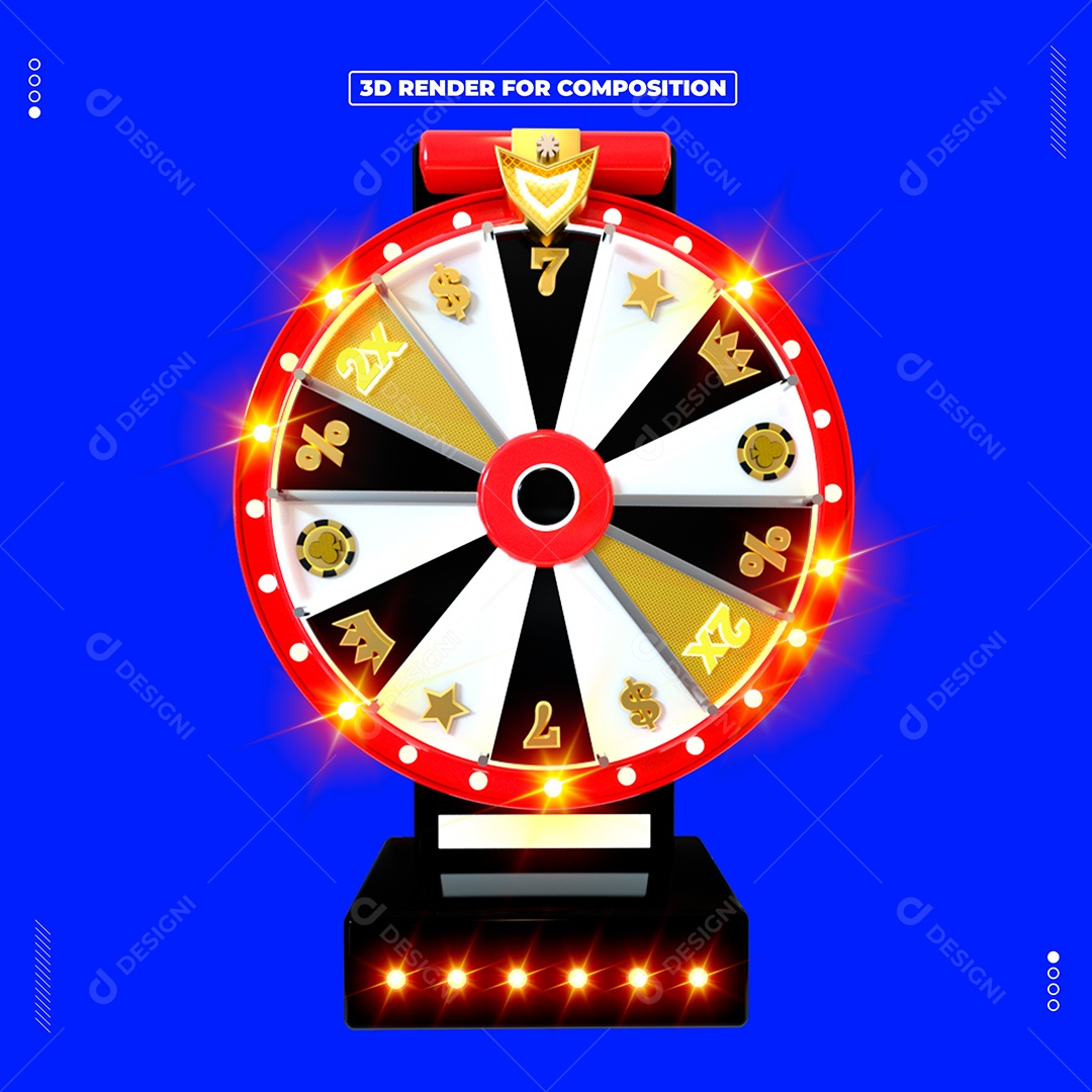 Roleta de Prêmios Elemento 3D para Composição PSD