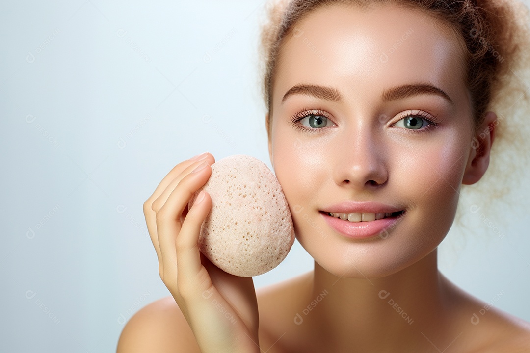 Uma linda jovem com pele impecável