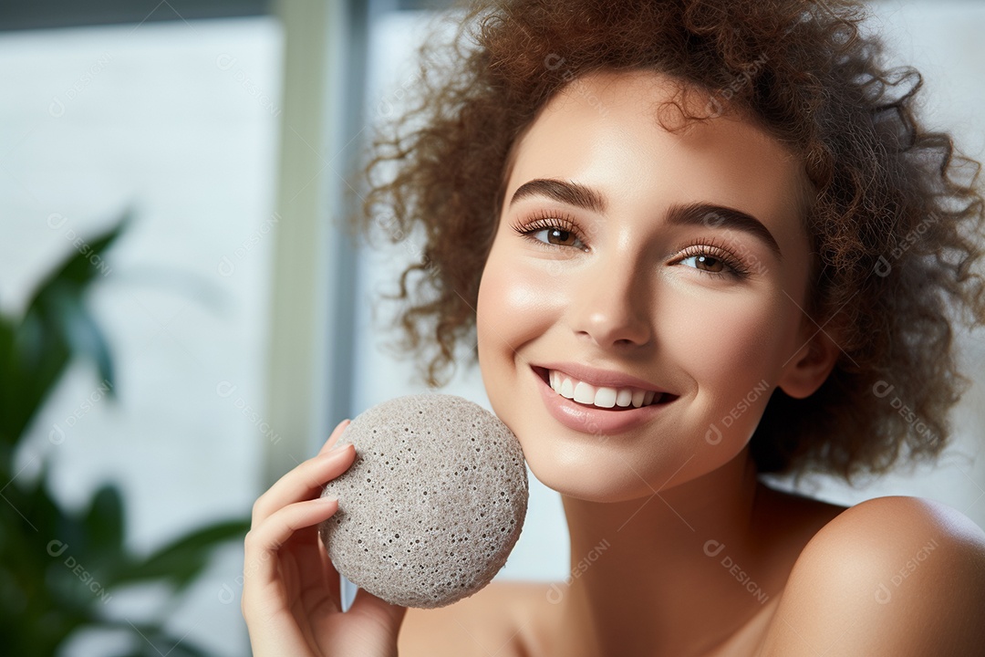 Uma linda jovem com pele impecável