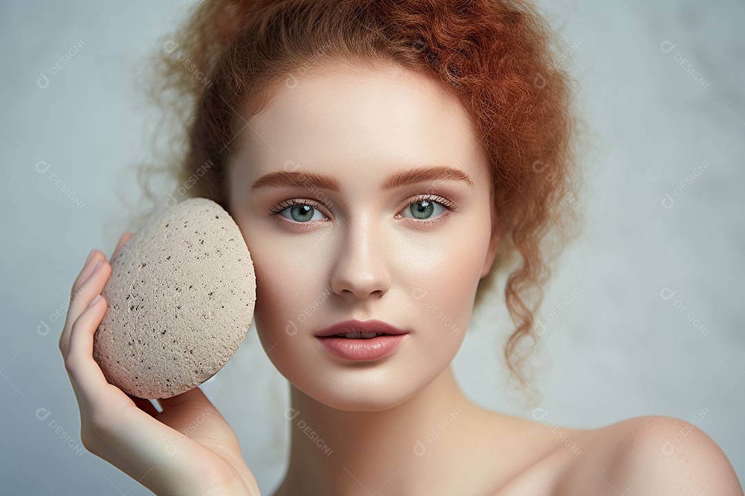 Uma linda jovem com pele impecável