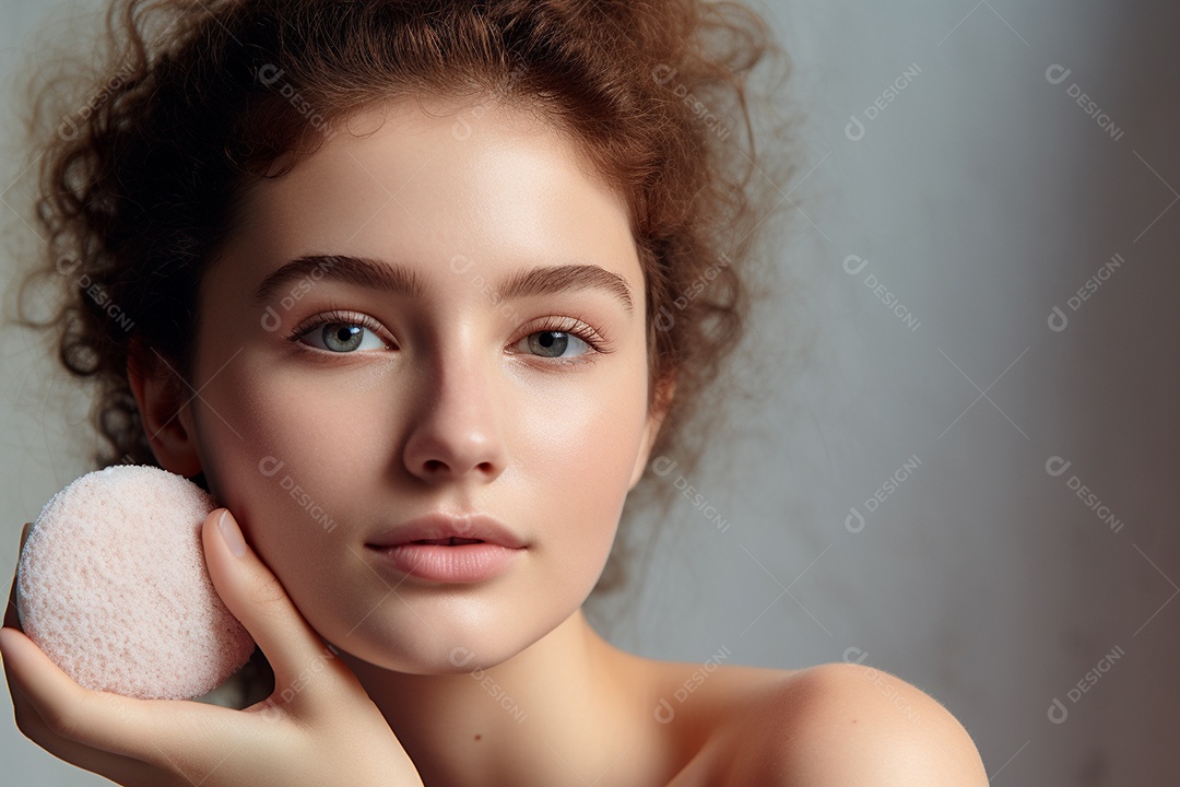 Uma linda jovem com pele impecável