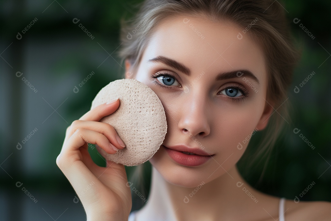 Uma linda jovem com pele impecável