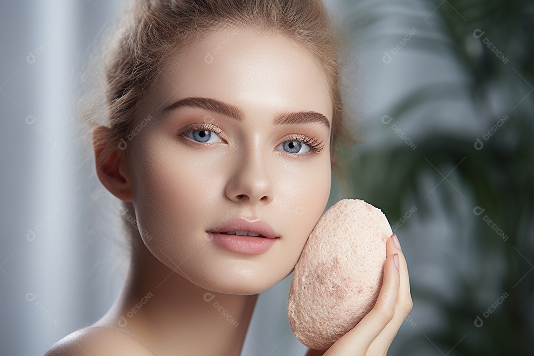 Uma linda jovem com pele impecável