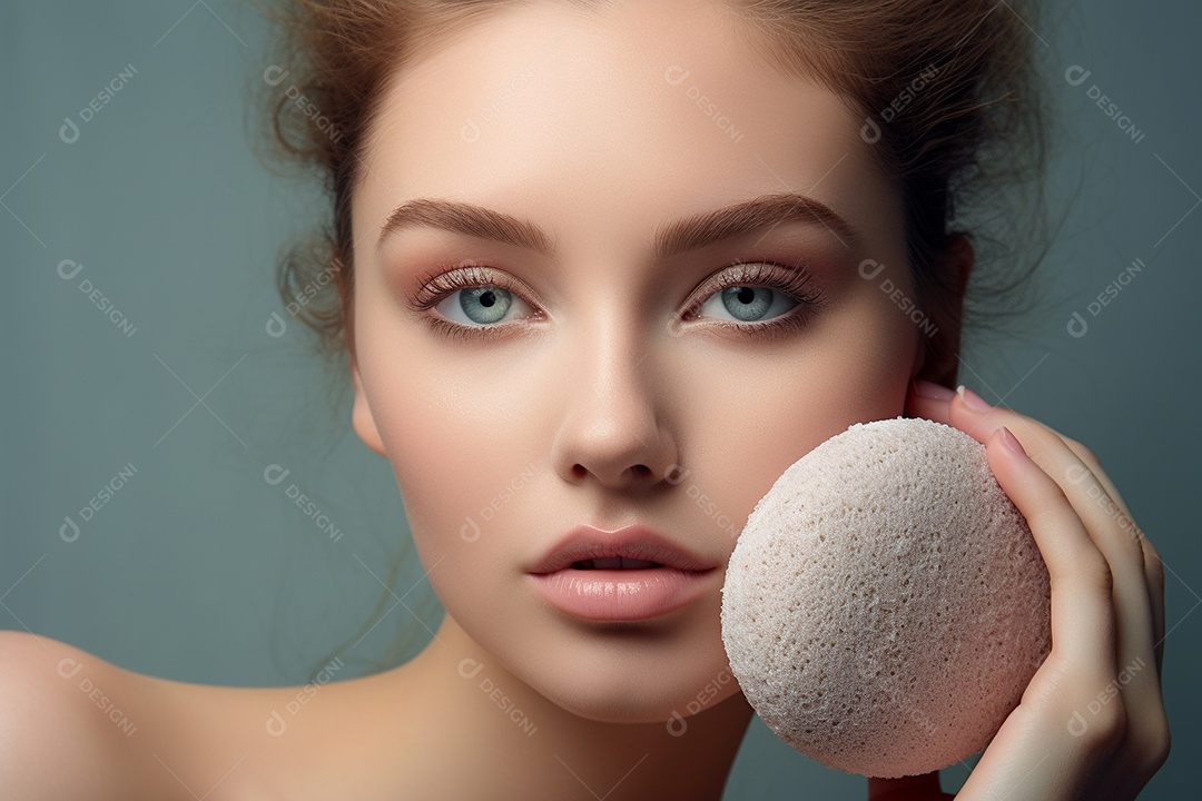 Uma linda jovem com pele impecável