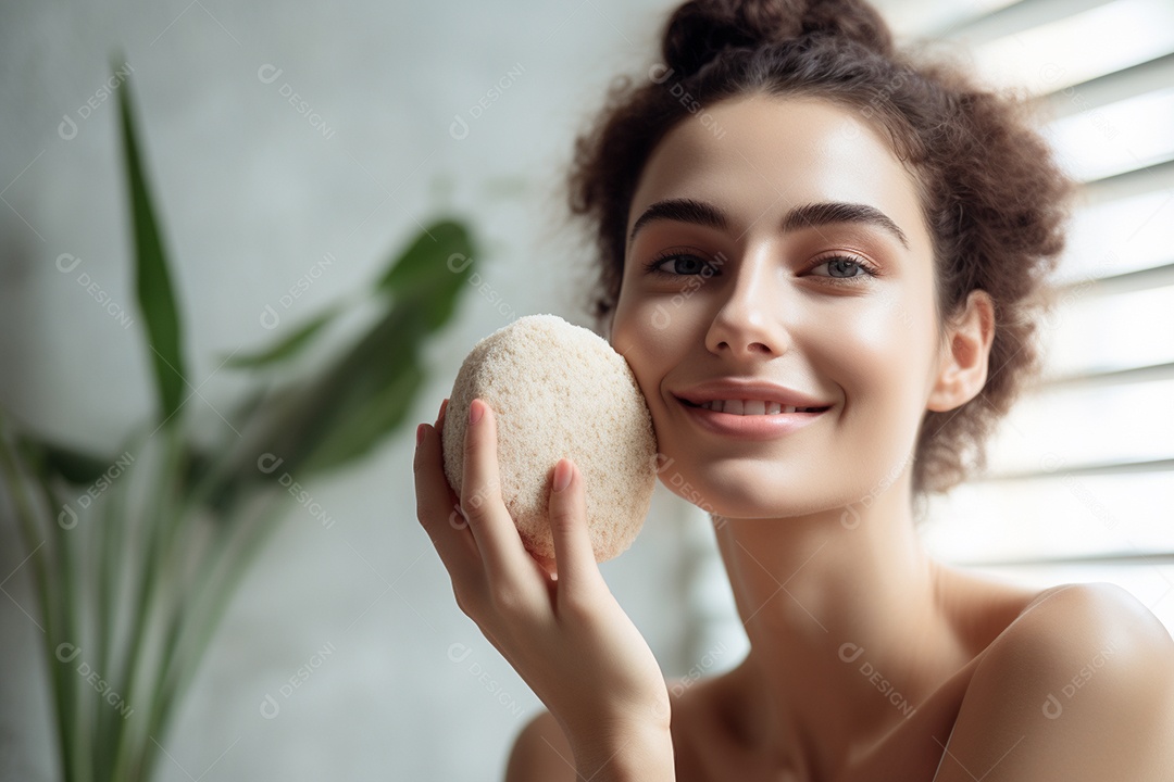 Uma linda jovem com pele impecável