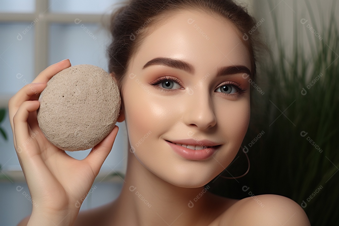 Uma linda jovem com pele impecável