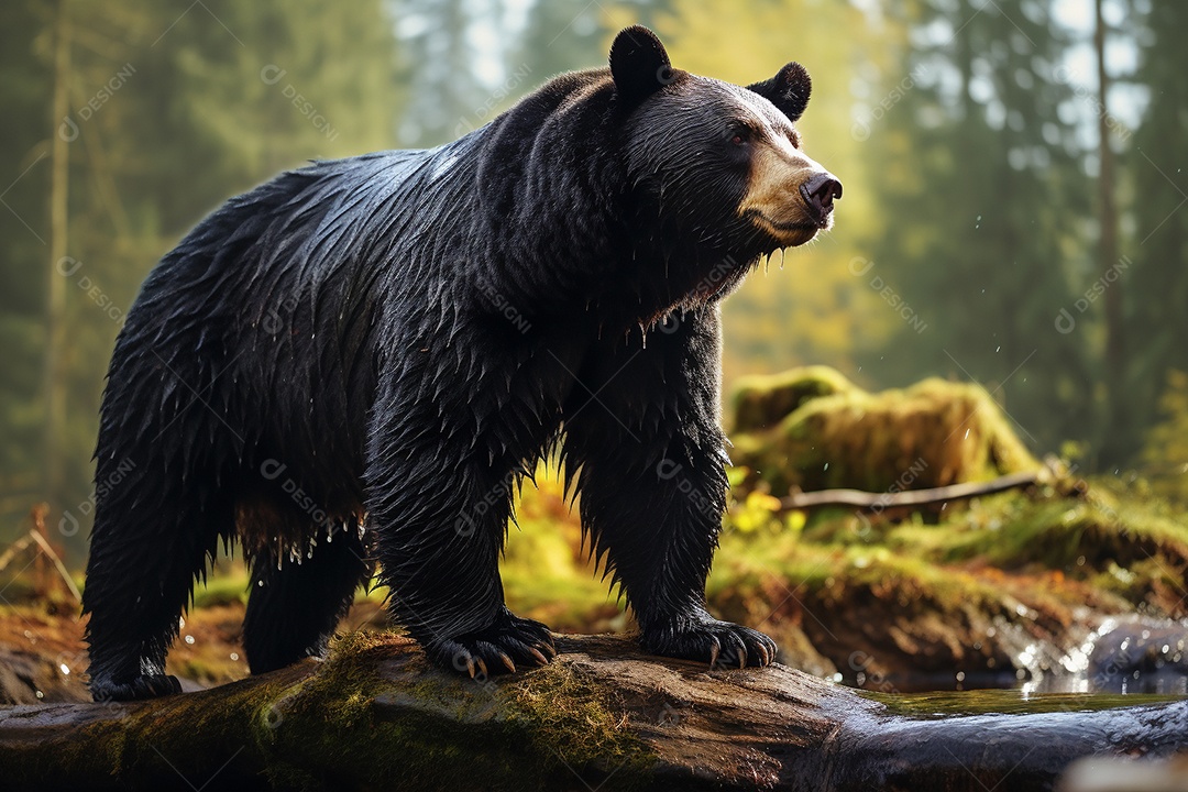 Urso preto em um habitat natural