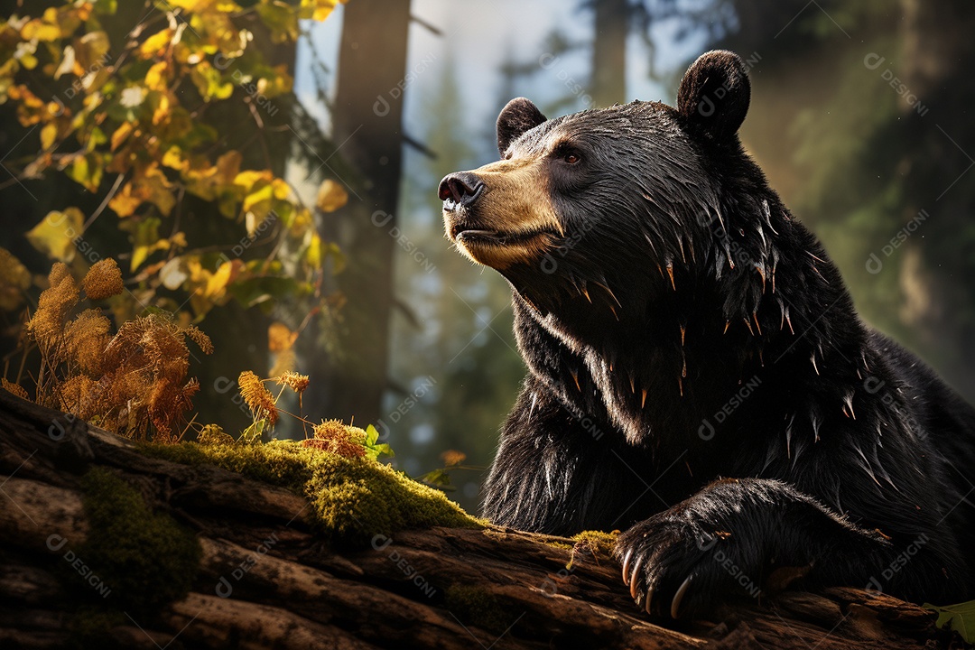 Urso preto em um habitat natural