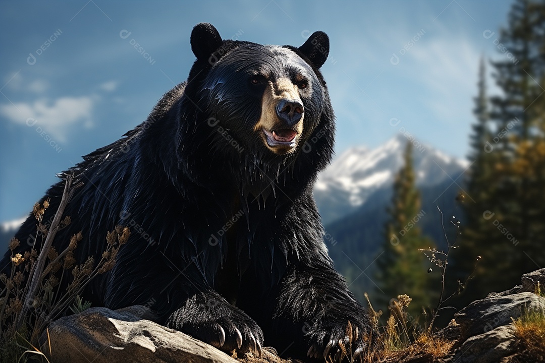 Urso preto em um habitat natural