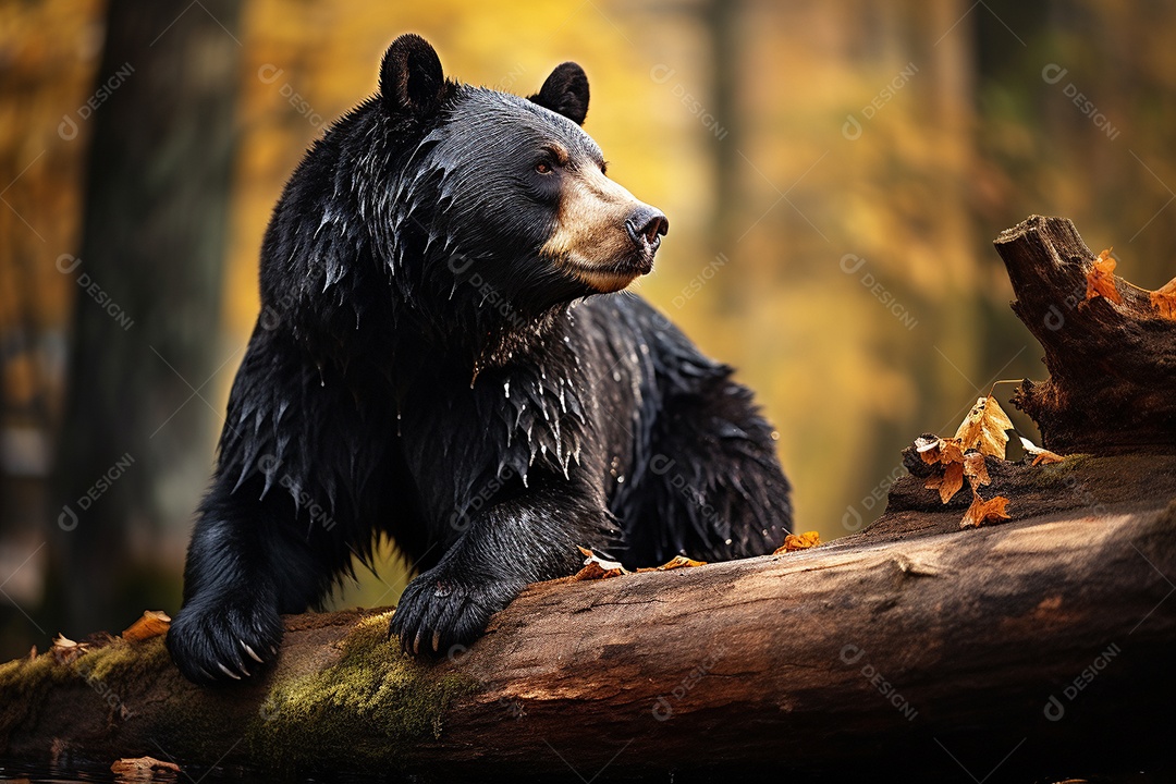 Urso preto em um habitat natural