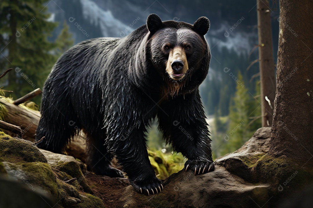 Urso preto em um habitat natural