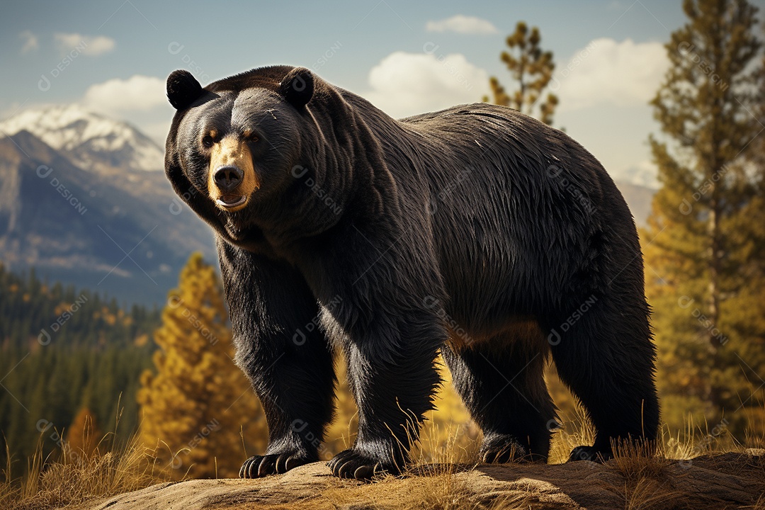 Urso preto em um habitat natural