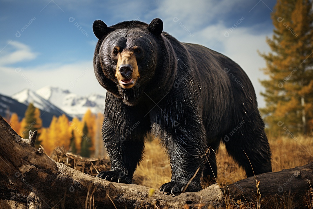 Urso preto em um habitat natural