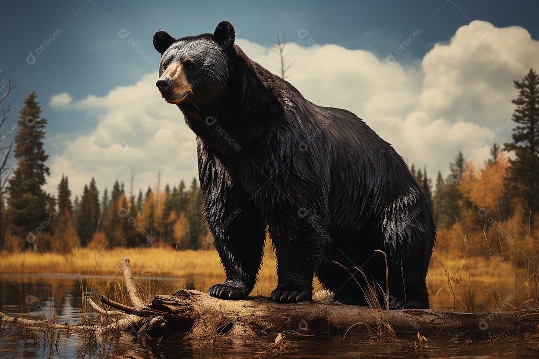 Urso preto em um habitat natural