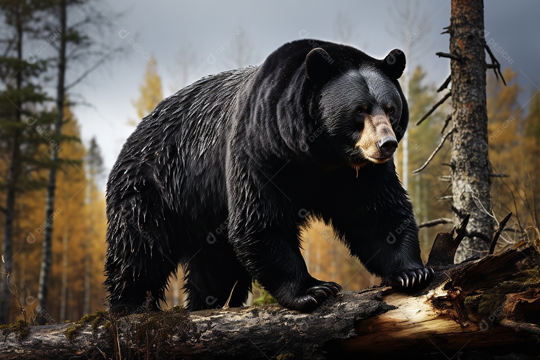 Urso preto em um habitat natural