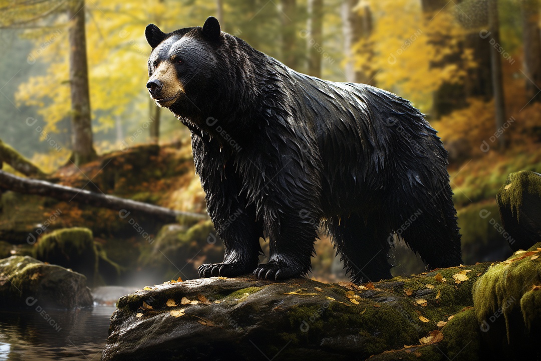 Urso preto em um habitat natural