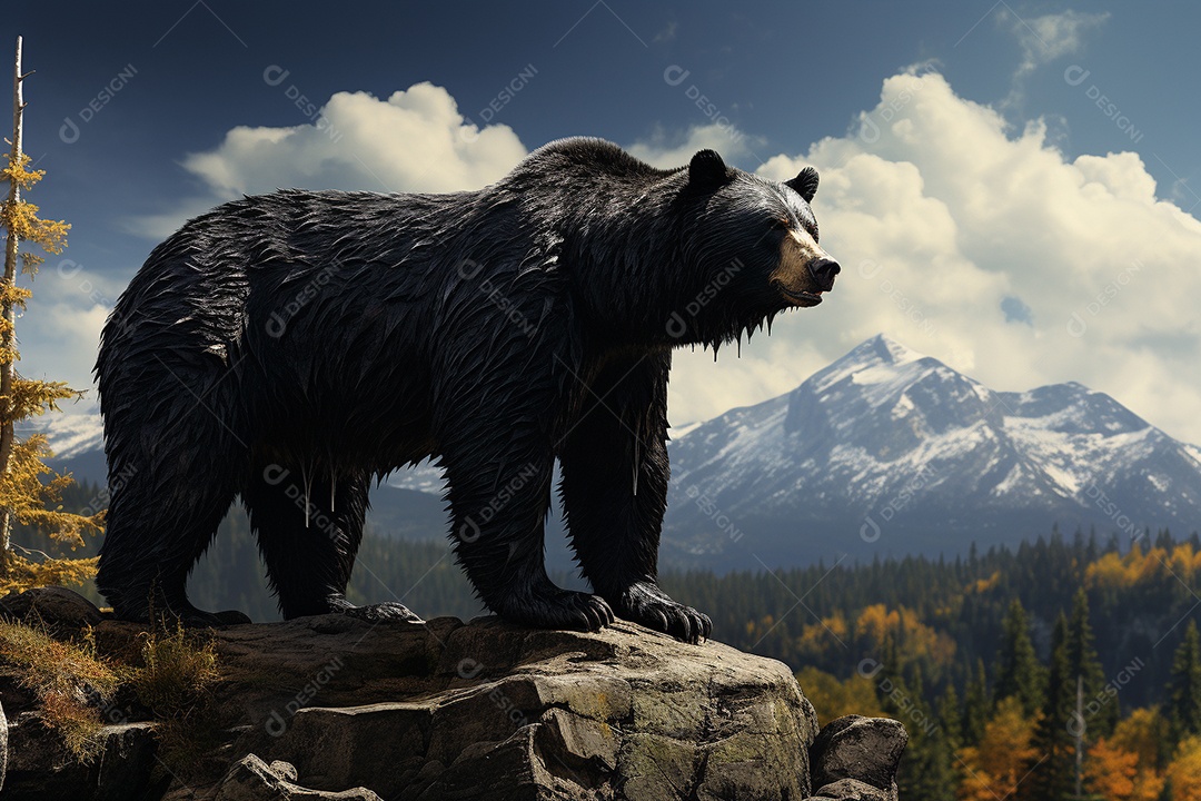 Urso preto em um habitat natural