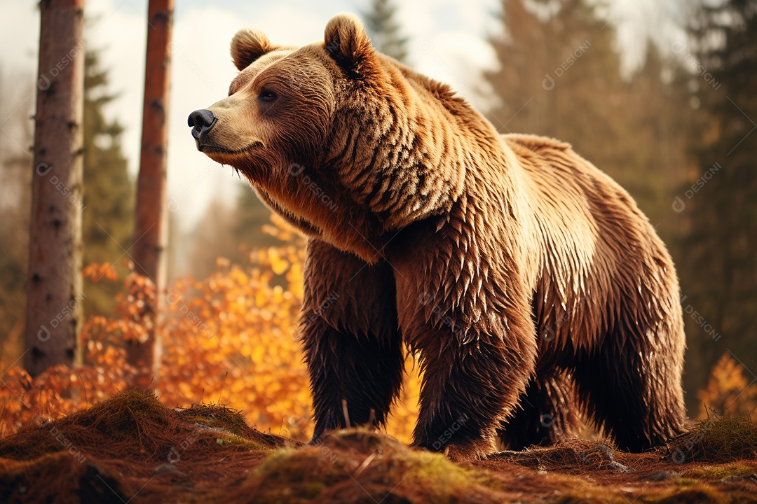 Urso pardo em um habitat natural