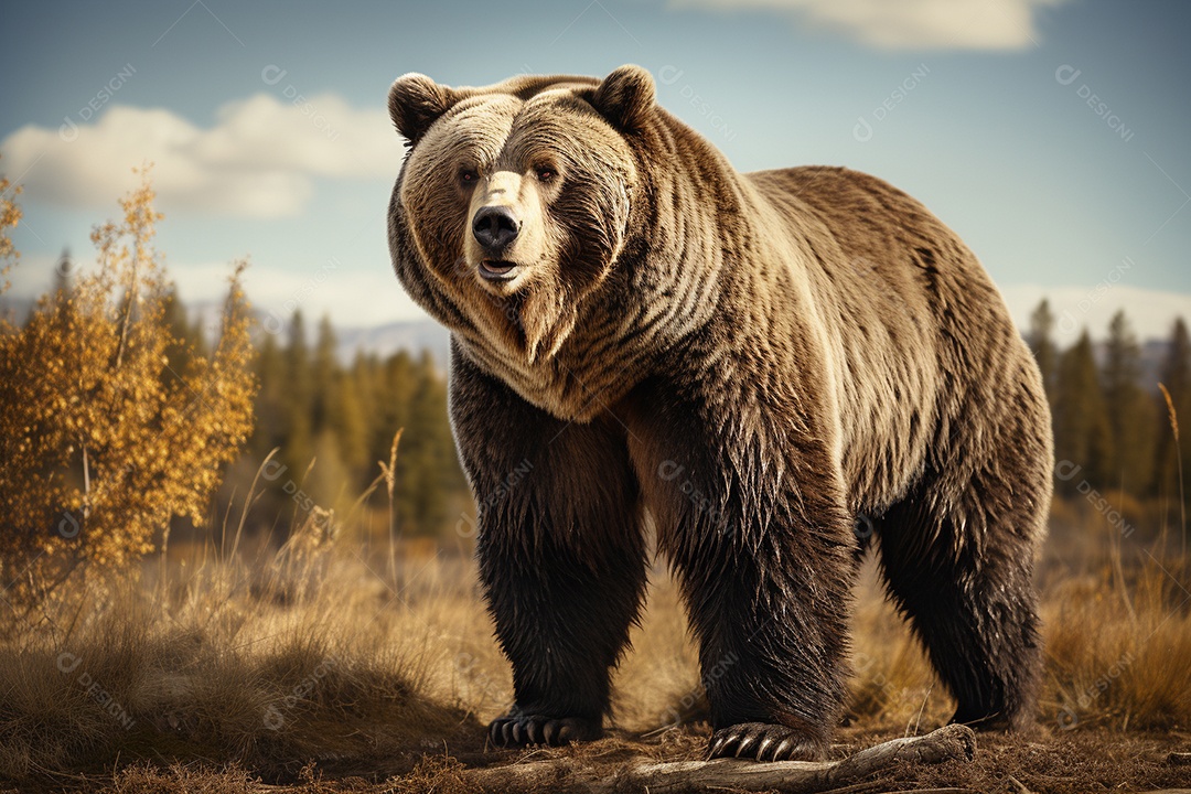 Urso pardo em um habitat natural