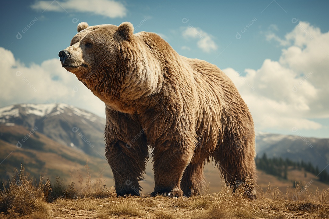 Urso pardo em um habitat natural