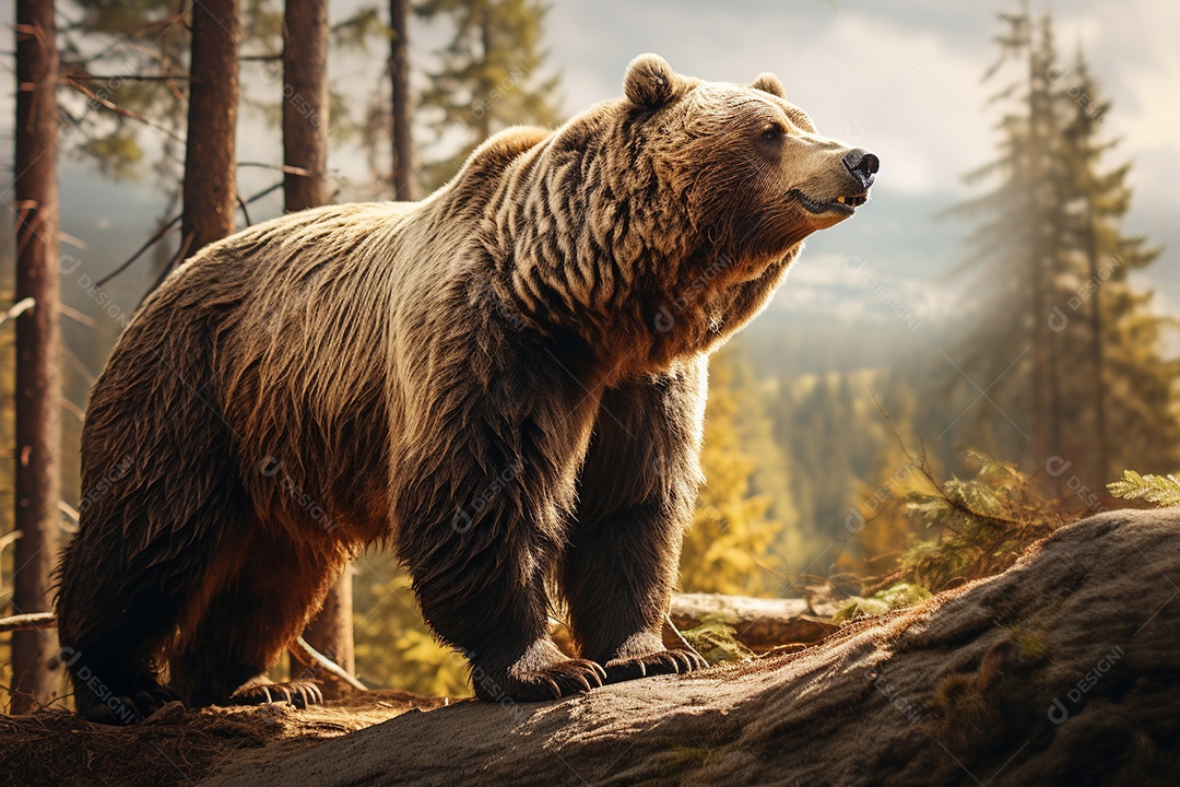 Urso pardo em um habitat natural