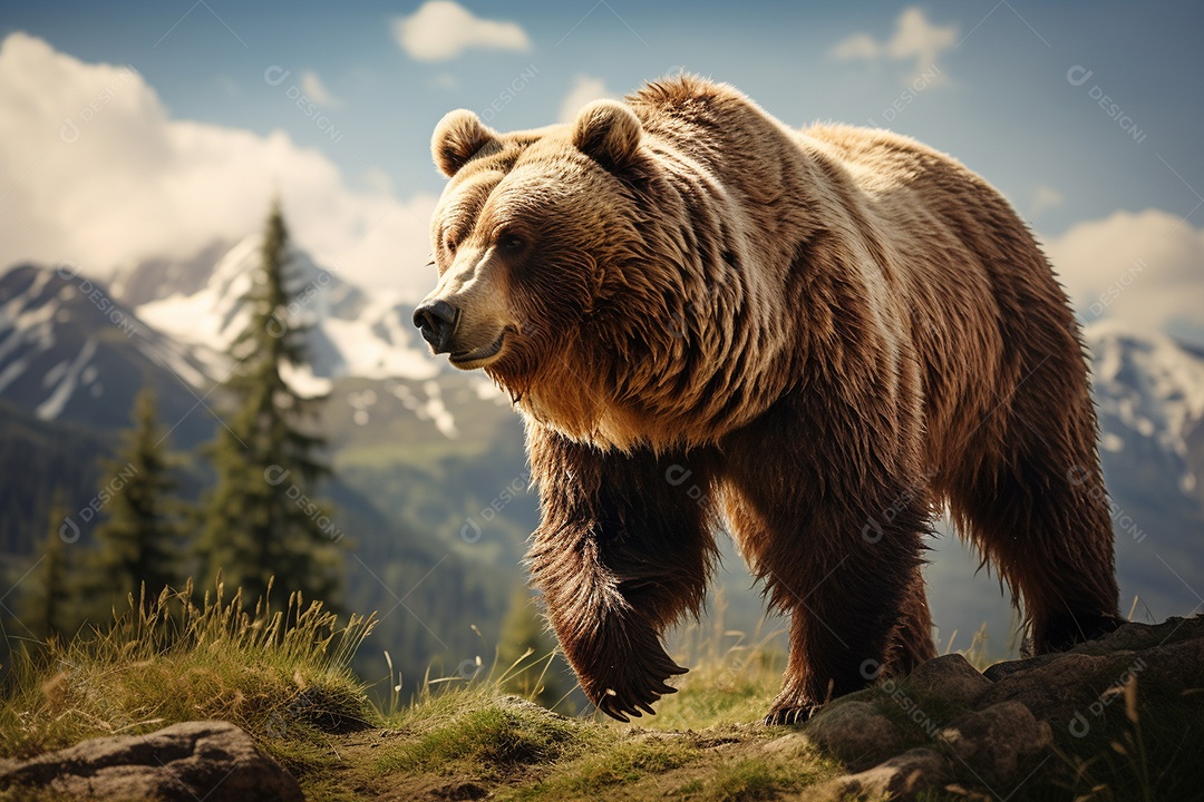 Urso pardo em um habitat natural