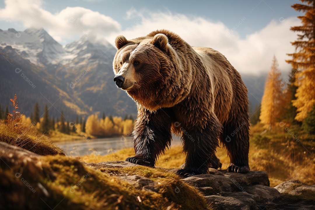 Urso pardo em um habitat natural