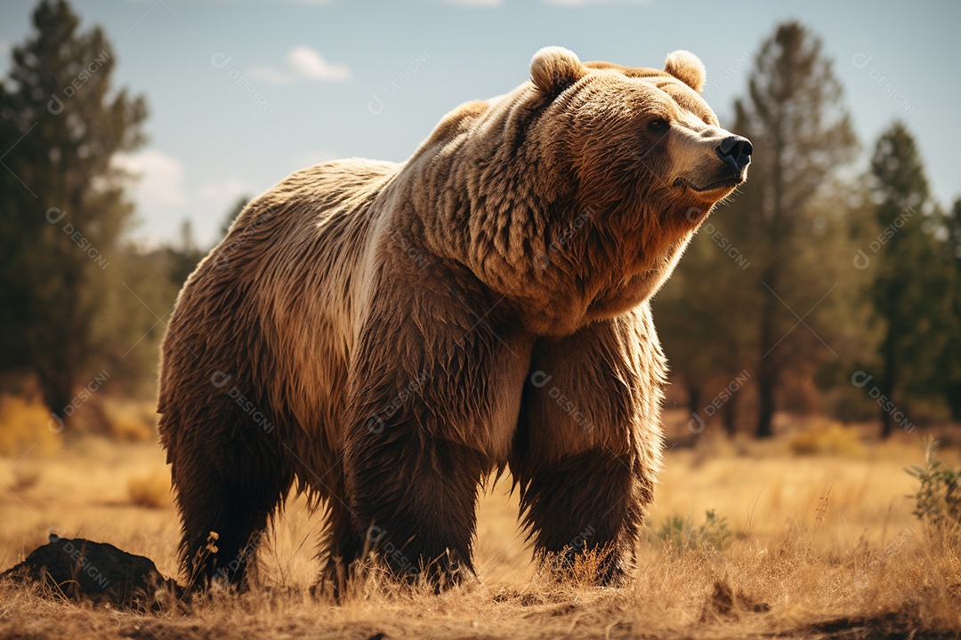 Urso pardo em um habitat natural