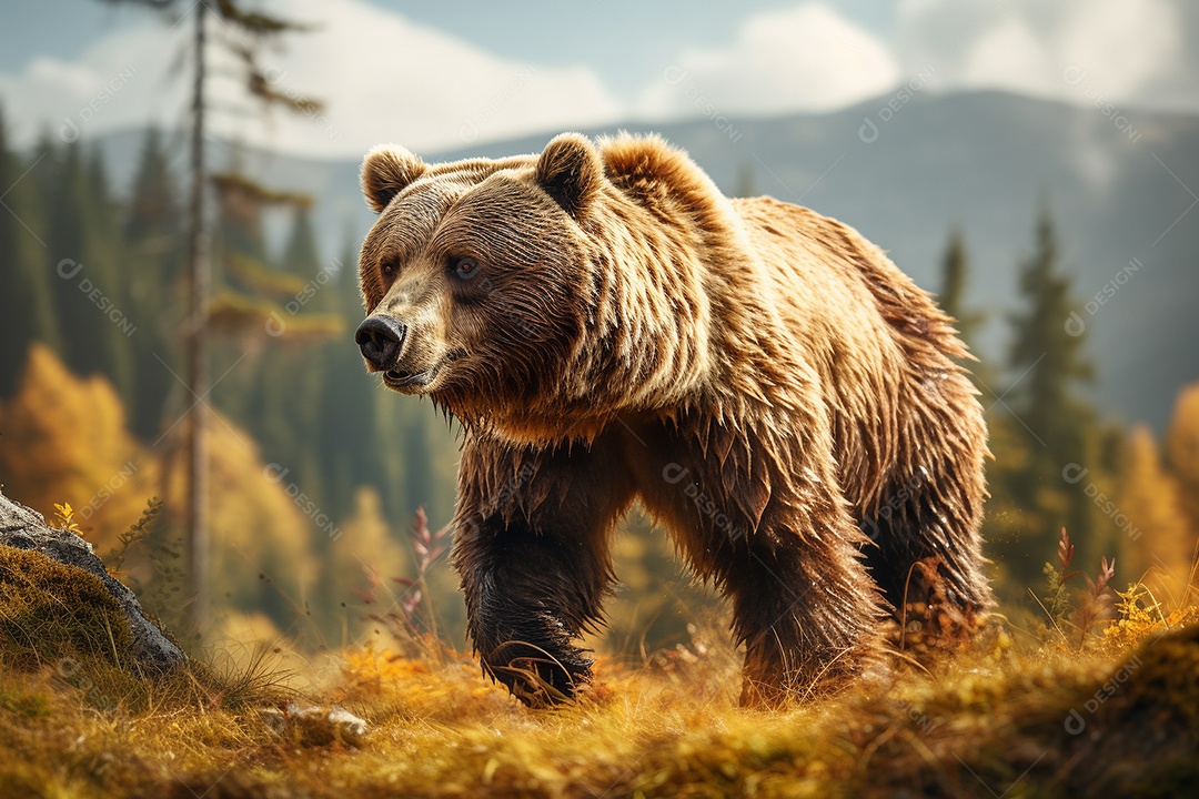 Urso pardo em um habitat natural