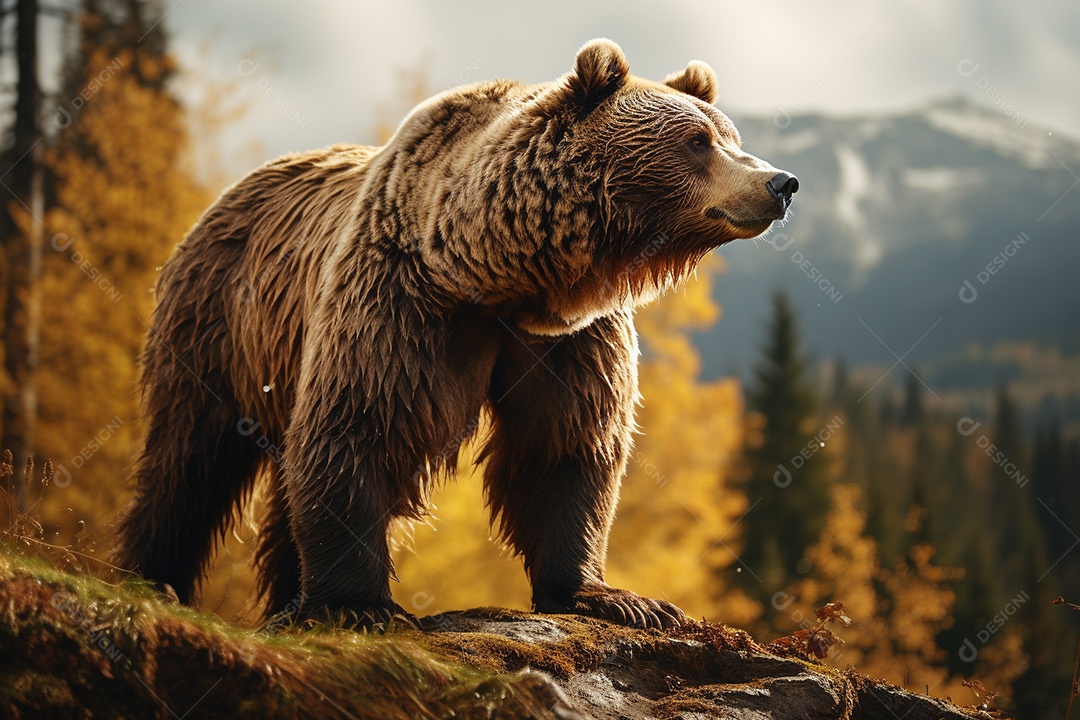 Urso pardo em um habitat natural