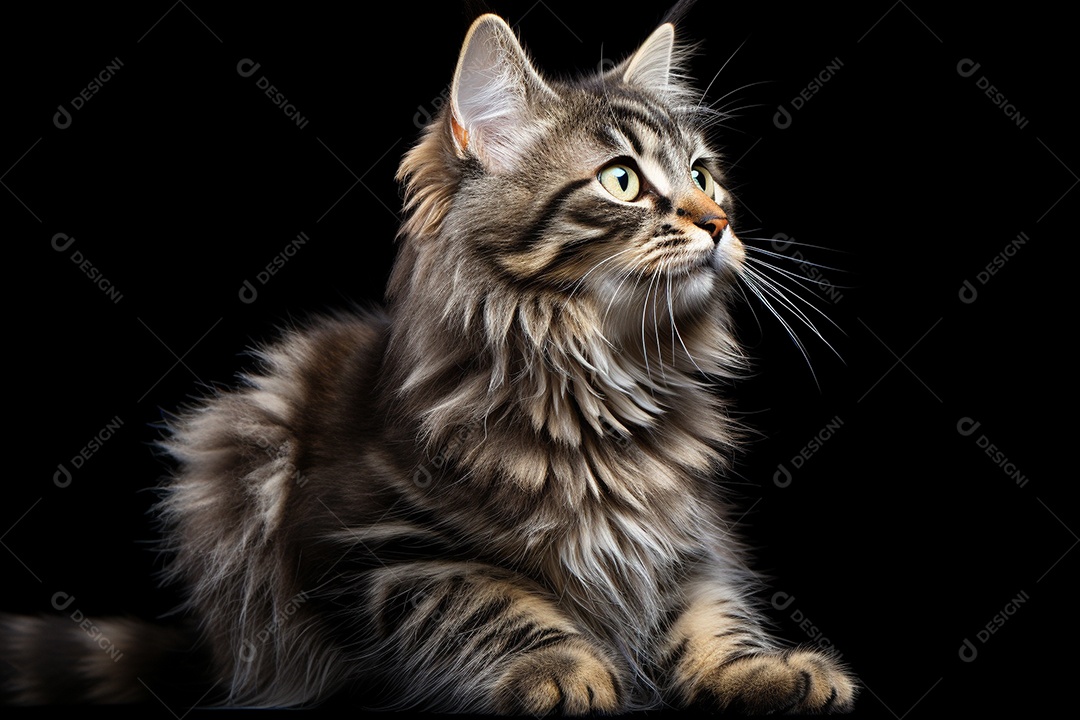 Lindo fofo gato sobre fundo desfocado