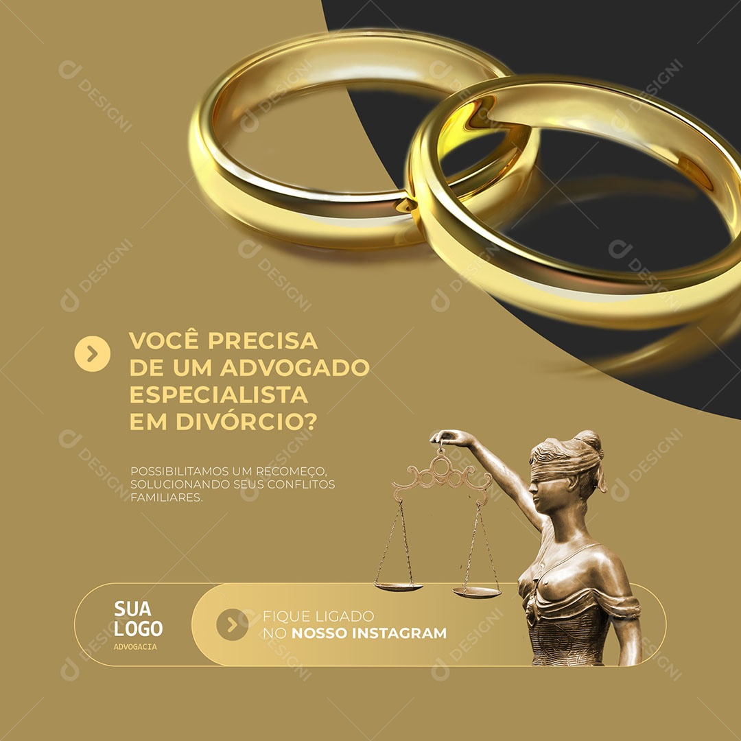 Advocacia Você Precisa De um Advogado Especialista em Divórcio Social Media PSD Editável