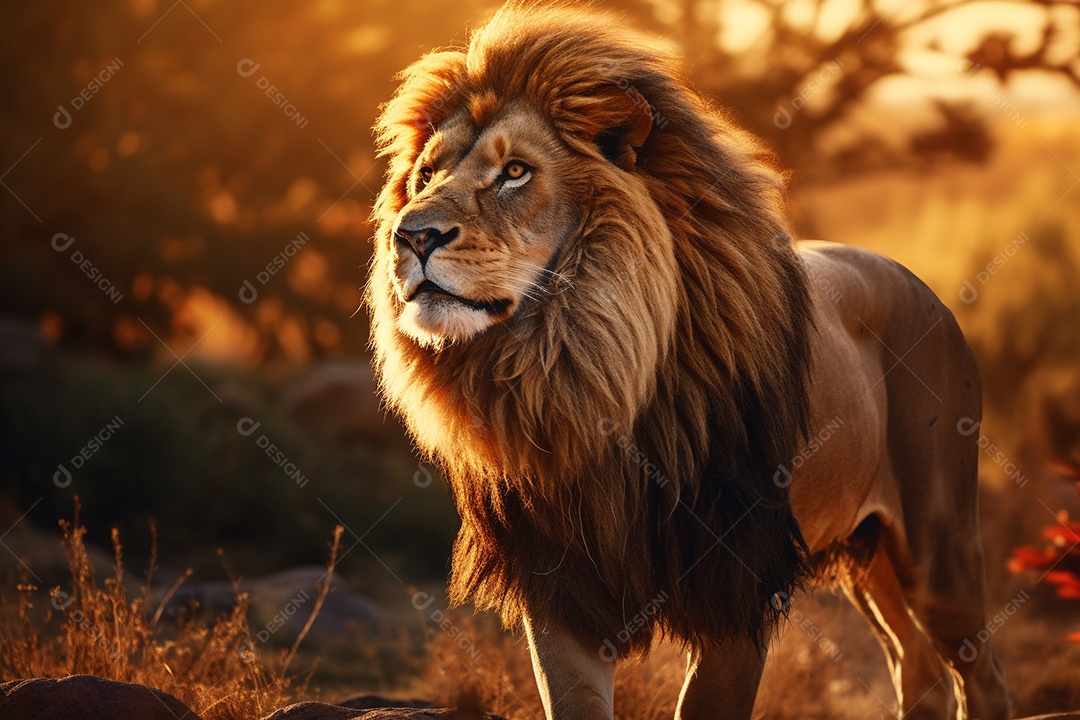 Leão em um habitat natural