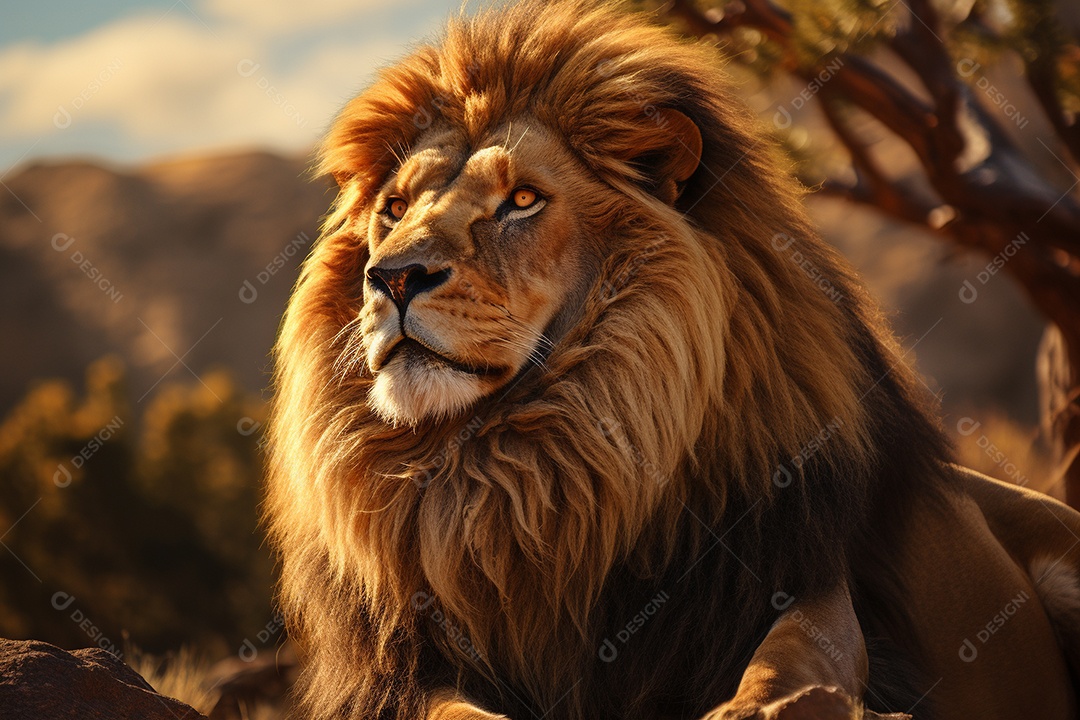 Leão em um habitat natural