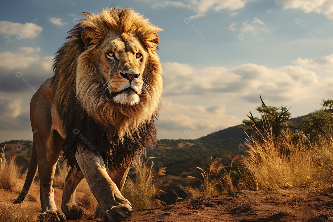 Leão em um habitat natural