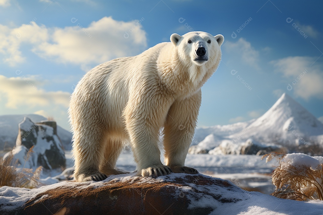 Urso polar em um habitat natural