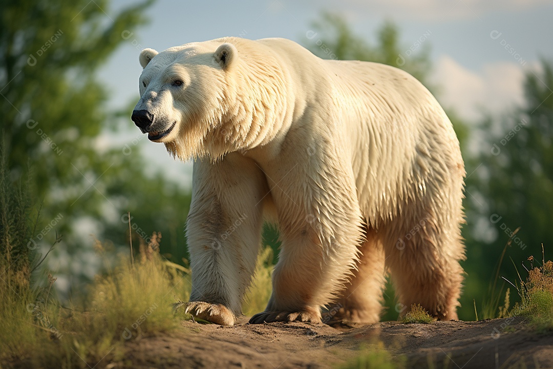 Urso polar em um habitat natural