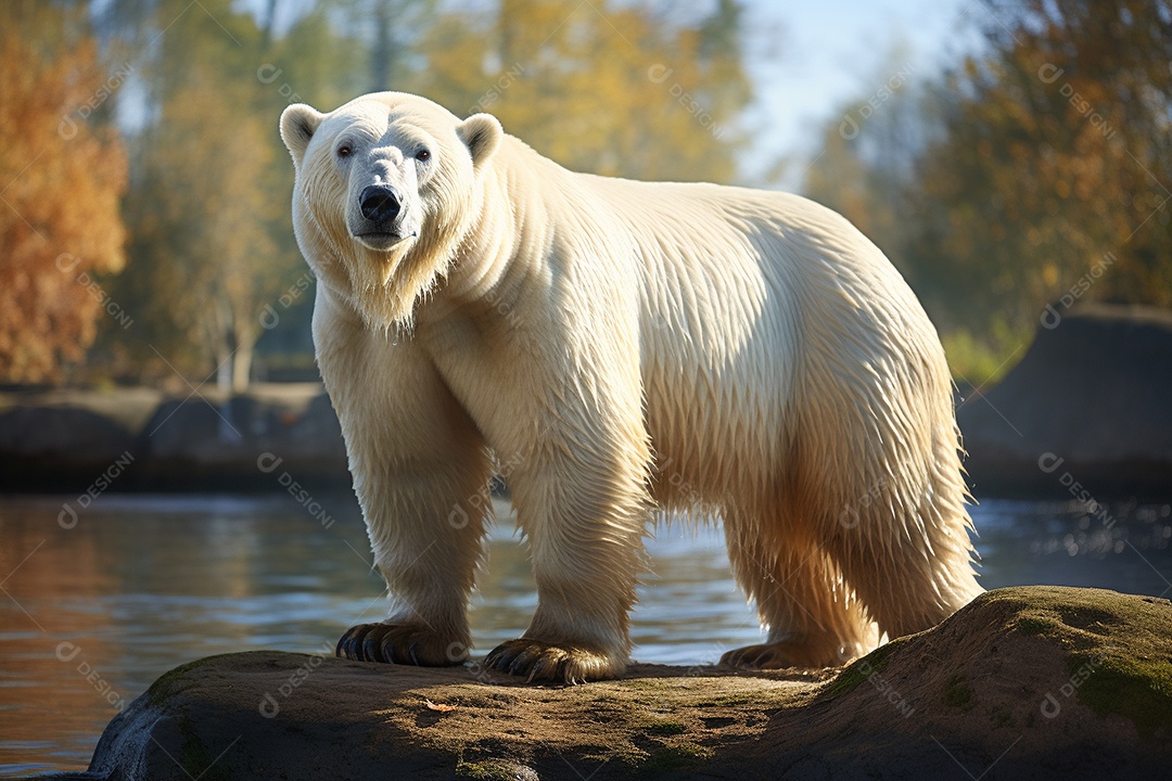 Urso polar em um habitat natural