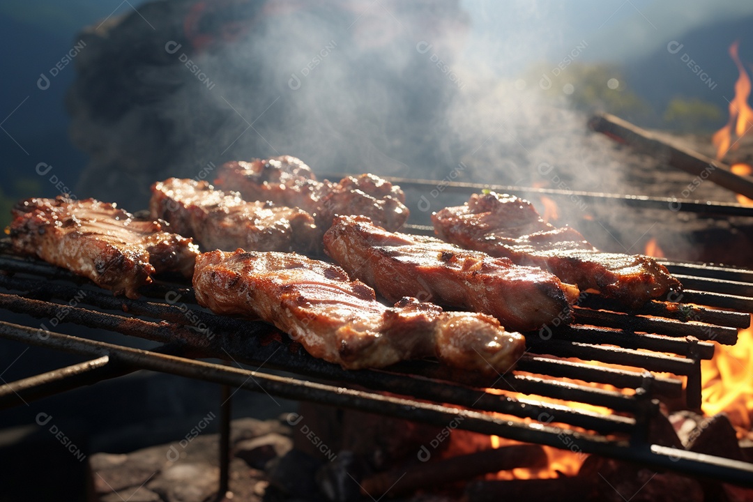 Carne de porco grelhada na grelha