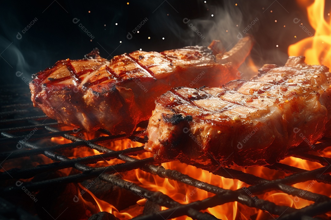 Carne de porco grelhada na grelha