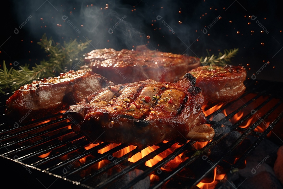 Carne de porco grelhada na grelha