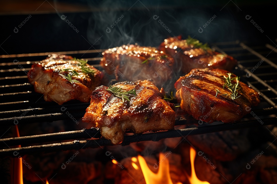 Carne de porco grelhada na grelha
