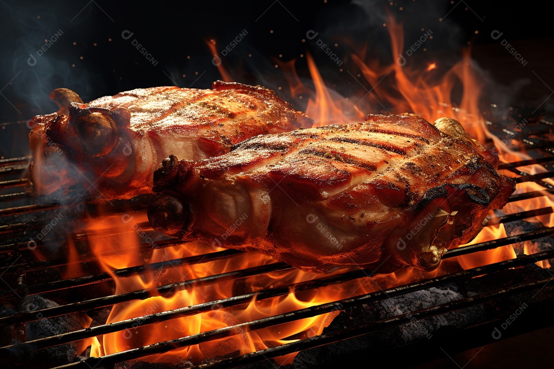 Carne de porco grelhada na grelha