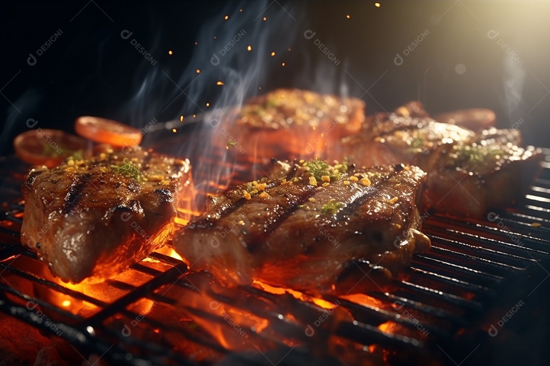 Carne de porco grelhada na grelha