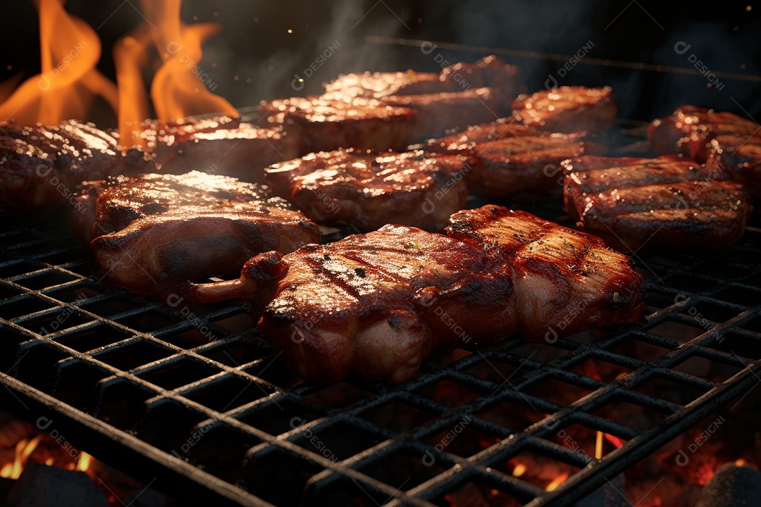 Carne de porco grelhada na grelha
