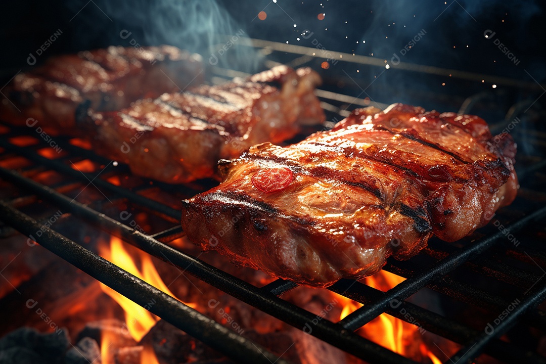 Carne de porco grelhada na grelha