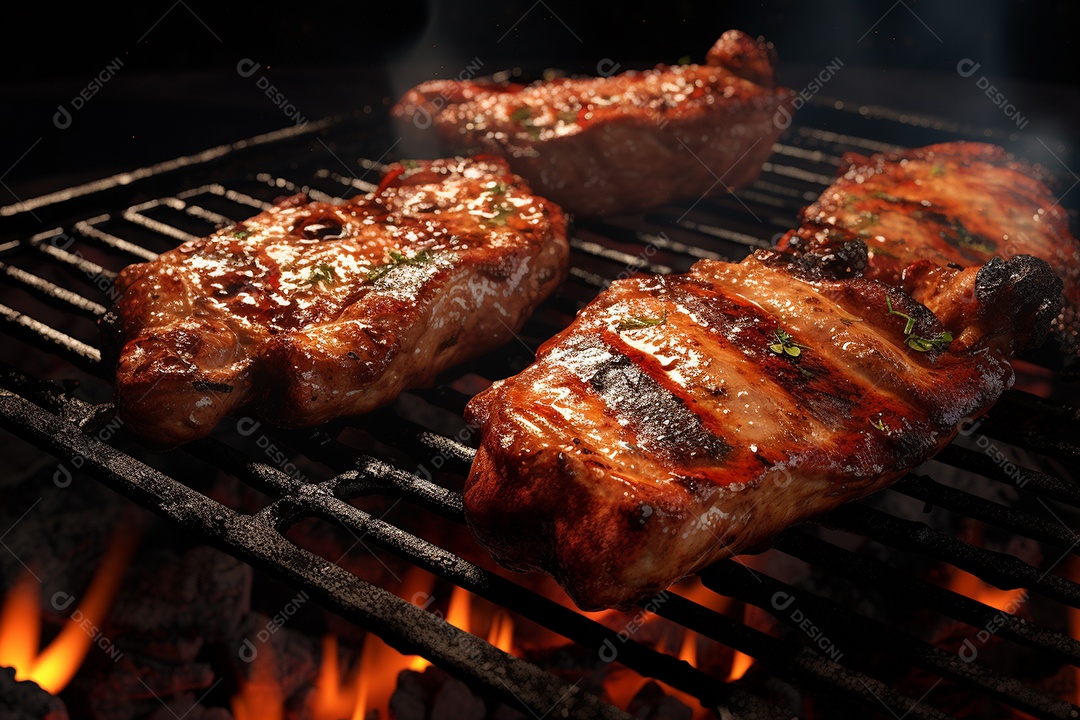 Carne de porco grelhada na grelha